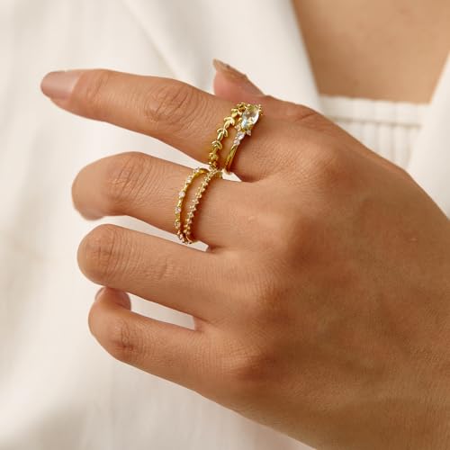 Otxas Dainty Rings for Womem Stackable Ring for Women Size 6-11 Wedding Rings - color: 4PCS, size: 8