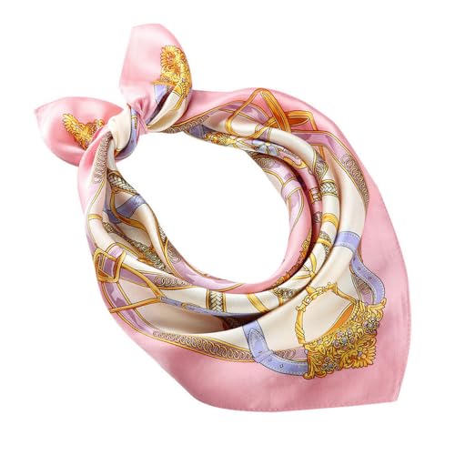 FEIBOON Mulberry Silk Scarfs Neck Scarf 21" Small Square Scarfs hair scarf bandana Neckerchief Headscarf for Women - color: Elegant Pink