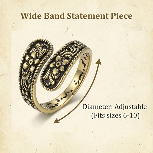 Vintage Rings for Women Gold Adjustable Spoon Thumb Ring Boho Open Ring Unique Bohemian Jewelry Retro Accessory