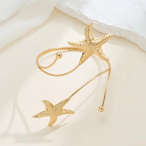 Frodete Arm Cuff Bracelet for Women Gold Upper Arm Jewelry Bangle Cuff Bracelets Starfish Shell Beach Jewelry Trendy Stuff Gifts - color: A1:arm cuff