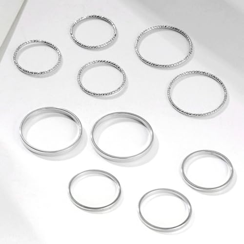 Simple Knuckle Rings Set for Women,Vintage Stackable Joint Finger Midi Rings Dainty Cute Rings Pack Festival Jewelry - color: Silver