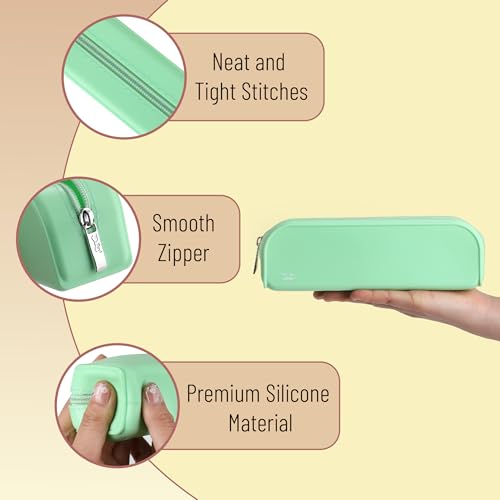 Mr. Pen- Silicone Pencil Case, Aesthetic Pencil Bag for Women, Makeup Pouch | Multifunctional Pouch for Stationery, Cosmetics and Electrical Goods Storage - color: Mint Breeze