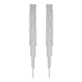 Silver Rhinestone Crystal Bridal Chandelier Long Tassels Dangle Earrings for Wedding - color: A-1