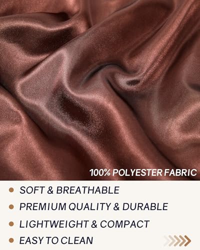 AWAYTR Long Satin Bonnet for Braids - Elastic Silk Hair Bonnets for Sleeping Night Cap Stretchy Tie Band for Women（Brown） - color: Brown