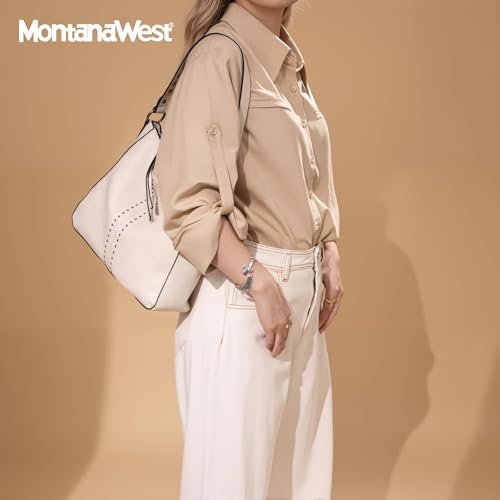 Montana West Hobo Bag for Women Crossbody Purse and Handbags Ladies Chic Shoulder Bags - color: Beige