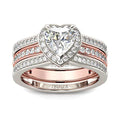Jeulia Engagement Interchangeable Ring Set for Women Heart Cut Sterling Silver Wedding Promise Brilliant Classic Band Fashion Anniversary Rose Gold Halo Diamond Bridal with Jewelry Box - color: Rose gold