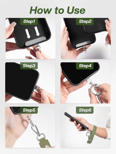 Tiostep Clip and Go Strap for Phone with Wallet Crossbody Phone Lanyard Adjustable and Detachable RFID Wristlet Wallet with ID Window and Zipper, Green - color: Green, size: Medium
