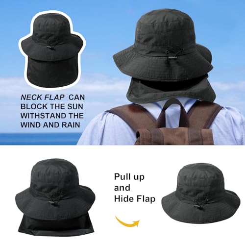 Water-Resistant Sun UPF 50+ Bucket Hat Protection Packable Brimmed Boonie for Women Men Summer Lightweight Hiking Outdoor Cap - color: Grey2