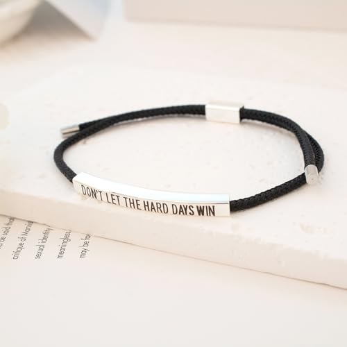 LINY Inspirational Gifts for Women Men, Dont Let The Hard Days Win Gifts, Motivational Inspirational Tube Bracelets Friendship Birthday Meaningful Gift for Friends Female - color: 2Pcs Dont Let-Tube Black+Silver