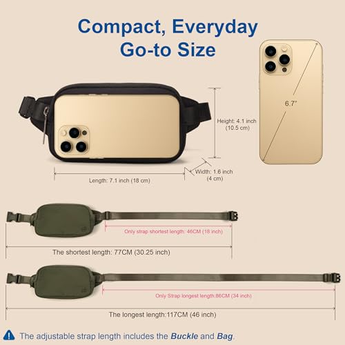 Pander Mini Belt Bag – Ultra Compact, Fits 6.7” Phone, Lipstick, Earbuds, Essentials, Small Crossbody Waist Purse, Pale Grey - color: Pale Grey