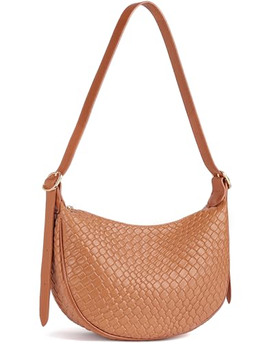 BOSTANTEN Purses for Women Crescent Crossbody Bag Vegan Leather Shoulder Hobo Handbag Adjustable Strap - color: Small Brown