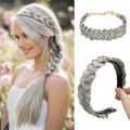 CJL HAIR 2PCs Braided Headbands Hair Piece for Women Synthetic Hair Hoops Head Bands Handmade Braid Hairband Accessories Elastic Stretch Headwrap Grey Multi - color: 2PCS-Grey Multi