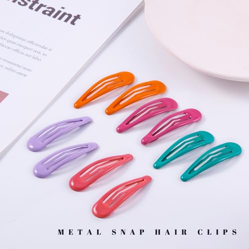 20 PCS Metal Snap Hair Clips Water Drop No Slip Barrettes for Women Bright Small Hair Clips For Thick And Thin Fine Hair,Purple Orange Blue Red,1.97 x 0.5 In. - color: Purple Orange Blue Red