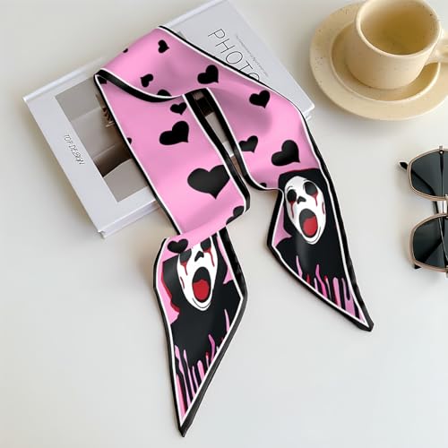 Head Hair Scarf Neck Silk Feeling Scarves Long Thin Satin Fashion Handbag Cute Decoration Women Girls 59 * 6.7'' - color: O-18-shout
