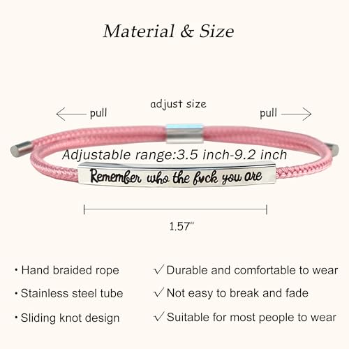 LINY Inspirational Gifts for Women Men, Dont Let The Hard Days Win Gifts, Motivational Inspirational Tube Bracelets Friendship Birthday Meaningful Gift for Friends Female - color: Remember Who-Tube Pink+Silver