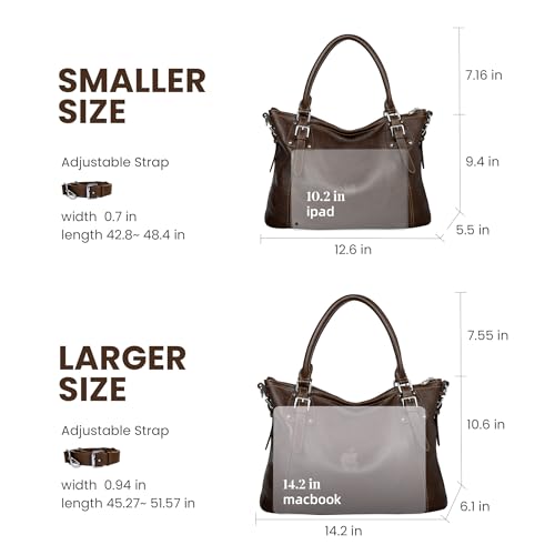 HESHE Genuine Leather Purses and Handbags for Women Tote Shoulder Bag Satchel Purse Top Handle Bags Hobo Crossbody Purse - color: Coffee, size: Medium
