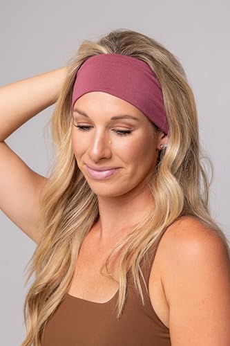 Maven Thread 4" Wide Workout Headbands for Women (4 Pack) – Non-Slip Sweatbands for Gym, Running & Yoga - color: Muted