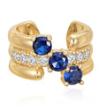 MEVECCO Ear Cuff Non Piercing for Women 18K Gold Plated Dainty Ear Cuff Earring Stacks Cartilage Clip On Wrap Huggie Minimalist Fake Piercings Open Hoops Jewelry Gifts - style: three line-blue