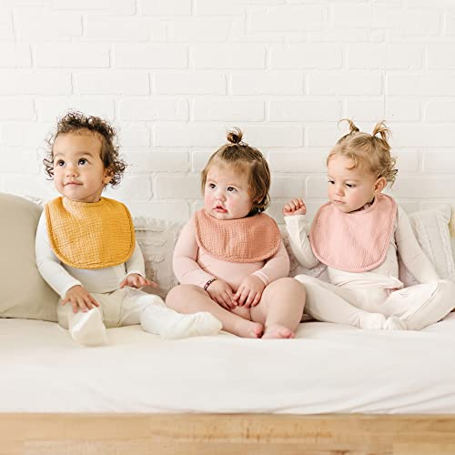 Konssy Muslin Baby Bibs 8 Pack Baby Bandana Drool Bibs Cotton for Unisex Boys and Girls, Soft Absorbent Set for Teething and Drooling - color: Pink