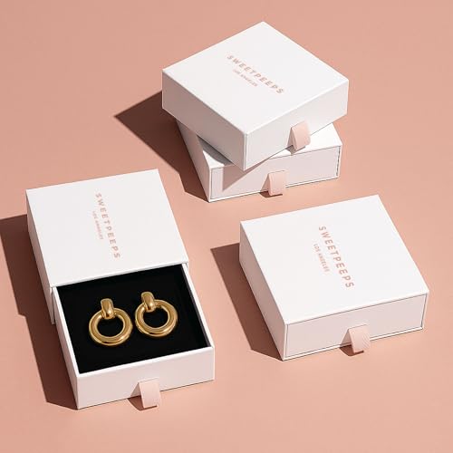 SWEET PEEPS 18K Gold Plated Huggie Hoop Earrings for Women, Dangling CZ Charm, 9mm Huggie Hoops for Everyday Wear (Gold, 9mm)