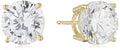 Amazon Essentials Plated Sterling Silver Cubic Zirconia Stud Earrings (Round & Princess) - color: White/Yellow Gold, size: 8.5 mm, style: Round Cut