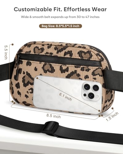 Pritent Fanny Packs for Women Cross Body Bag Waterproof Belt Bag with Adjustable Strap and Zipper Back Pocket Small Crossbody Bags Fashion Waist Packs for Workout Travelling(Leopard Brown) - color: Leopard Brown, size: Small