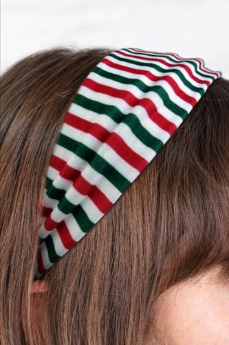 TERSE Headbands for Women Short Hair Striped Headbands Non Slip Elastic Sweat Hairbands Soft Fabric Hairbands Workout Yoga Running Sport Hair Accessories - color: Headbands Color-Xmas Set 3