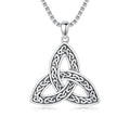 Celtic Necklace for men Sterling Silver Celtic Knot Triquetra Triangle Trinity Necklace Gift for Men - color: C-Silver