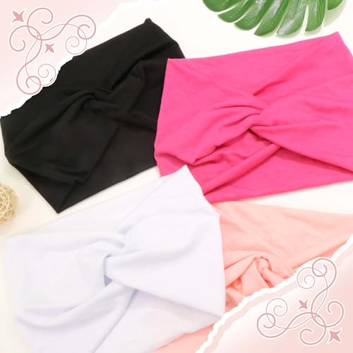 Wide Headbands for Women Cute Headband Valentine's Day Knotted Turban Head Bands Soft Hair Wraps Pink Head Scarf Fashion Turban Hairband Black Scarf Headband For Women’s Hair Accessories - color: Style 140