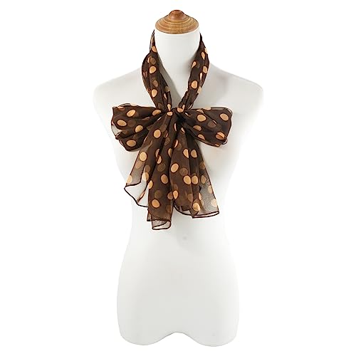 E-Clover Unique Fashion Women's Scarf Chiffon Sheer Scarves for Women Lightweight - color: Polka Dot-brown