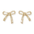 Rhinestone Bow Earrings for Women, Elegant Bridal Jewelry Statement Drop Dangle Earrings, Wedding Guest Dress Matching Accessories, Bridesmaid Gift, Sparkling Party Costume Outfit - color: A1:Gold Bow Stud Earrings
