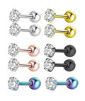 Tanyoyo 4mm Surgical Stainless Steel Ear Piercing Studs Earrings sets 5-6 Pair Mixed Colors High Polished 16G ¡­ - style: B: 4 COLOR CZ