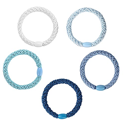 Funtopia High Elastic Hair Bands - 30 Pcs No Crease Soft Ponytail Holders & Sports Hair Ties for Thick Hair - color: 2.Blue