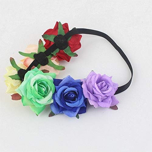 BOHO Floral Crown Rose Flower Headband Hair Wreath (Rainbow Velet Rose) - color: Rainbow Velet Rose