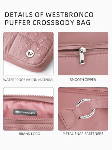 WESTBRONCO Small Crossbody Bags for Women Nylon with Adjustable Strap, Zipper Crossbody Purse, 1L Shoulder Bag for Travel - color: Dark Pink-new