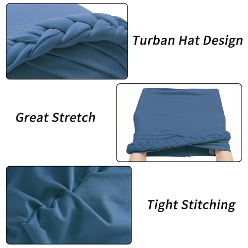 ZLYC Chemo Headwear for Women Pre Tied Turban Headwear Lightweight Beanie Hat - color: Braid Haze Blue