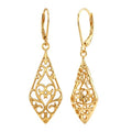 LeCalla 925 Sterling Silver Filigree Dangle Earrings for Women | Gold, Rose Gold & Rhodium Plated Diamond-Cut Filigree Drop Earrings | Lightweight Earrings Jewelry Gift - color: Yellow-Gold Filigree Drop