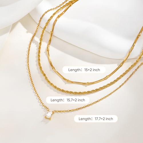 KSF Gold Lariat Necklace for Women Y Shaped Layered CZ Drop Chain | Y shaped necklace; Layered CZ detail; Long lariat style; Gift for her - color: Gold-1