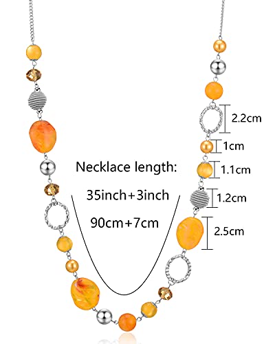 PEARL&CLUB Long Beaded Necklaces For Women - Sweater Chain Fashion Jewelry Necklace Gifts For Women - color: 23-Yellow