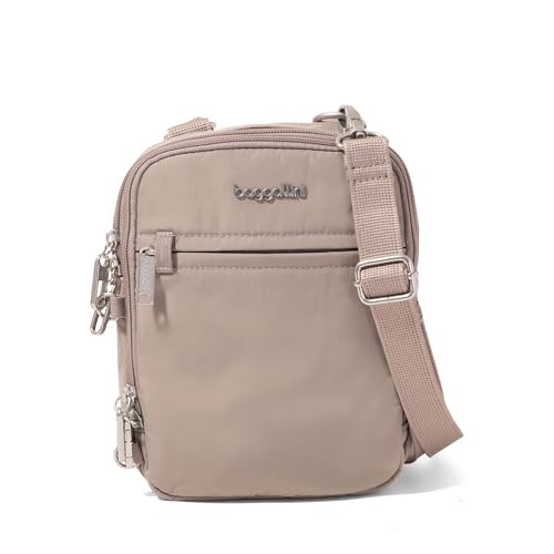 Baggallini Securtex® Anti-theft Mini Everything Crossbody Bag, 6.3"x8.25" Rfid, Locking Zippers & Cut-resistant Strap - color: Moonrock