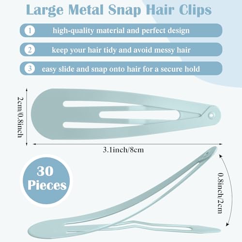 WILLBOND 30 Pieces 3.1 Inch Large Metal Snap Hair Clips Nonslip Barrettes Women Hair Accessories(Fresh Colors) - color: Fresh Colors, style: Minimalist