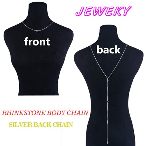 JEWEKY Silver Back Neclace for Backless Dress Long Back Chain Neclaces for Women