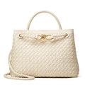 Woven Tote Bag Womens Purse: Vegan Leather Shoulder Handbags - Fashion Summer Beach Tote Bags - Large Travel Totes - color: A2 Medium Off-white