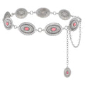 XZQTIVE Women Boho Chain Belts For Dresses Jeans Western Cowgirl Waist Links Belt Adjustable Metal Concho Belt - size: Fit Waist upto 36inches, style: Pink Turquoise Silver