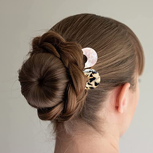 French Hair Pins Tortoise Shell French Hair Forks U Shaped French Pins 2 Prong Hair Sticks Acetate Chignon Pin for Women Hairstyle Accessories 2 Pack - color: u pins hair 2 pack