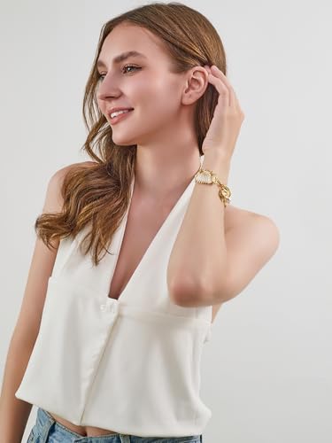 Gold Charm Bracelet for Women Boho Adjustable Shell Starfish Bracelet Summer Beach Ocean Statement Bracelets - color: Chunky charms bracelet