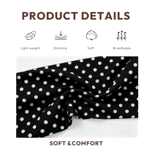 Aranya Vintage Polka Dot Headbands for Women 5pcs – Retro Soft Stretchy Fabric Hair Bands for Everyday Wear & Pin-up Fashion Outfits - color: Vintage Polka Dot (5 Colors)
