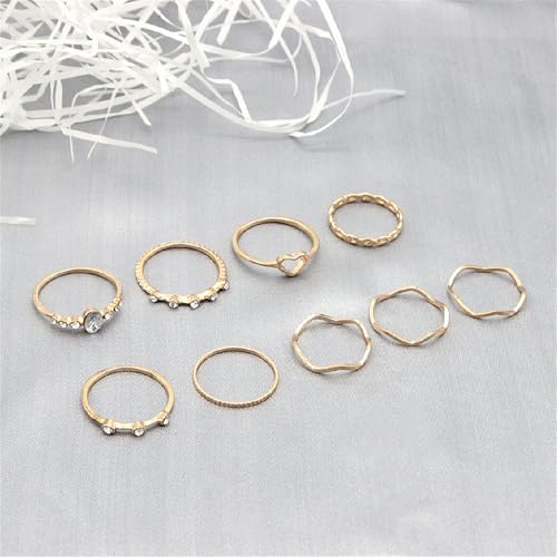 Boho Stackable Rings for Women Trendy Knuckle Joint Finger Knuckle Nail Ring Sets Simple Star Moon Stack Preppy Statement Rings Cute Stuff - style: E-5