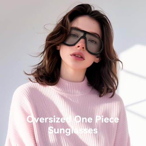Dollger Oversized One Piece Sunglasses For Women Fashion Men Wrap Around UV400 Shield Goggles - color: 2 Packs: Black+grey