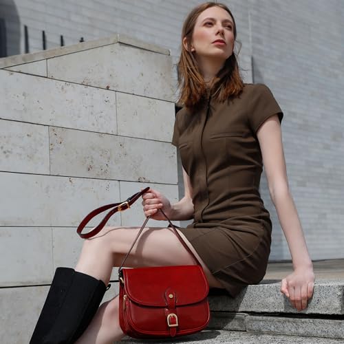 Time Resistance Leather Cross Body Bag for Women - Handbag, Shoulder, Messenger, Purse - color: Red